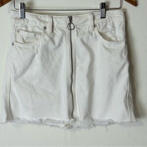We The Free White Denim Mini Skirt with Zipper Distressed size 26